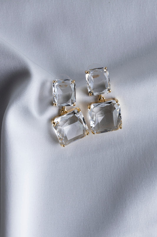 Clear Square Earrings