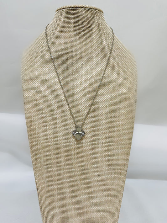 Single Silver Four-Leaf Necklace