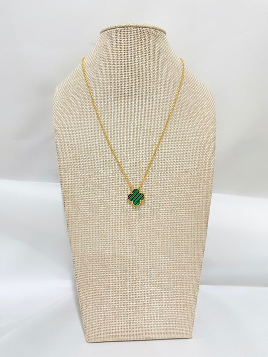 Single Green Four-Leaf Necklace